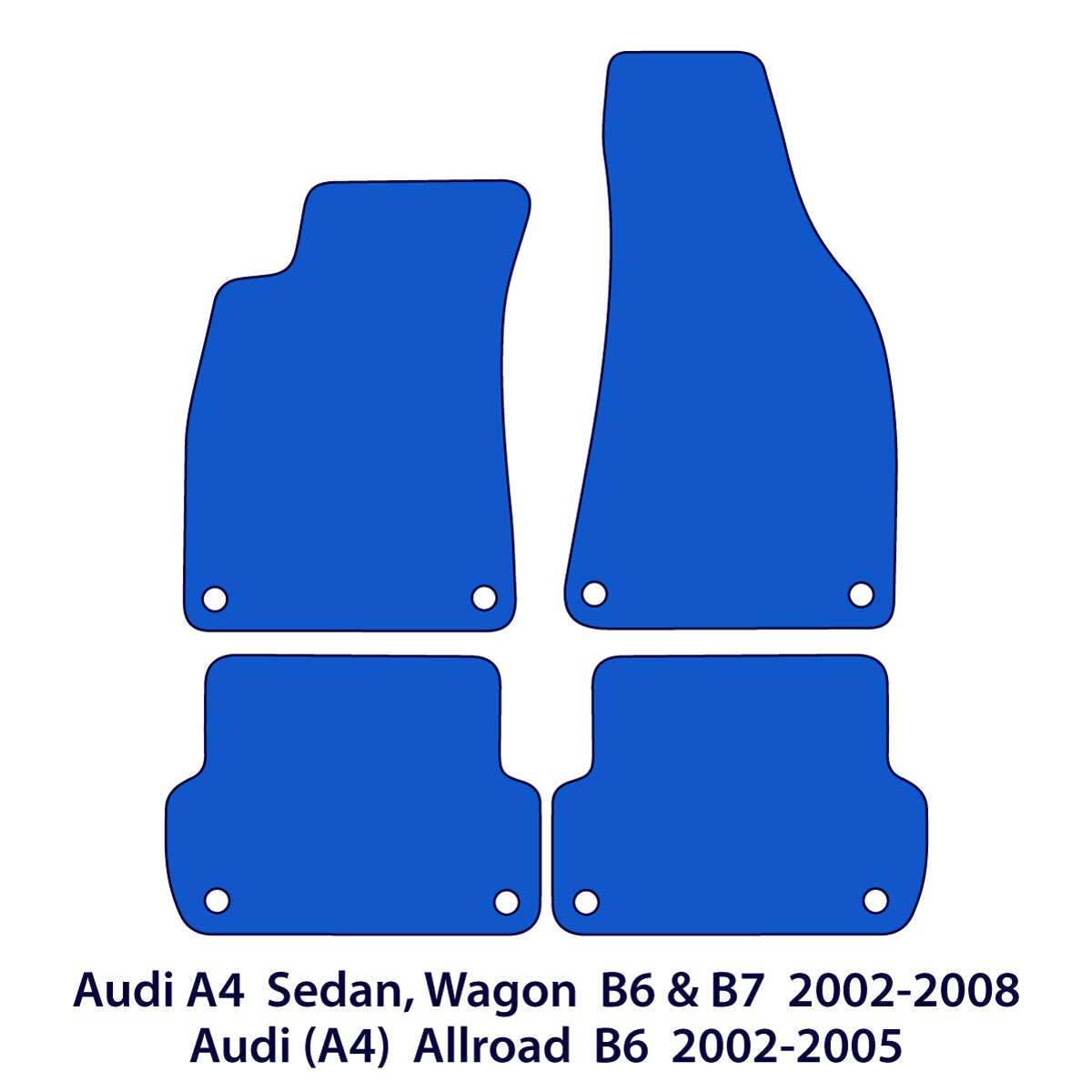 Audi A4 & S4 Velour Floor Mats 2000-2008 – Sedan, Wagon B6 & B7 – Black Exclusive