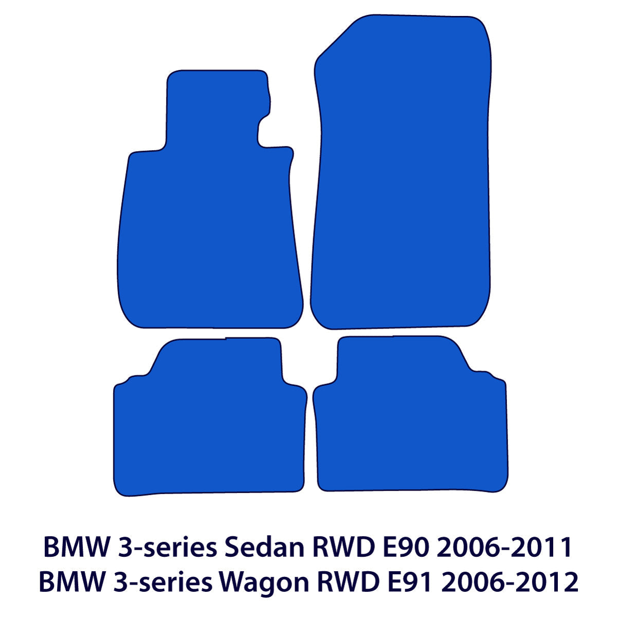 Dywaniki welurowe do BMW Serii 3 Sedan 2005-2011 & Wagon 2005-2012 RWD E90, E91 – Czarne