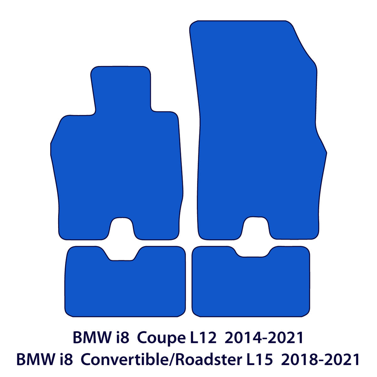 BMW i8 Velour Floor Mats – 2014-2020 – I12 & I15 – Blue Edging