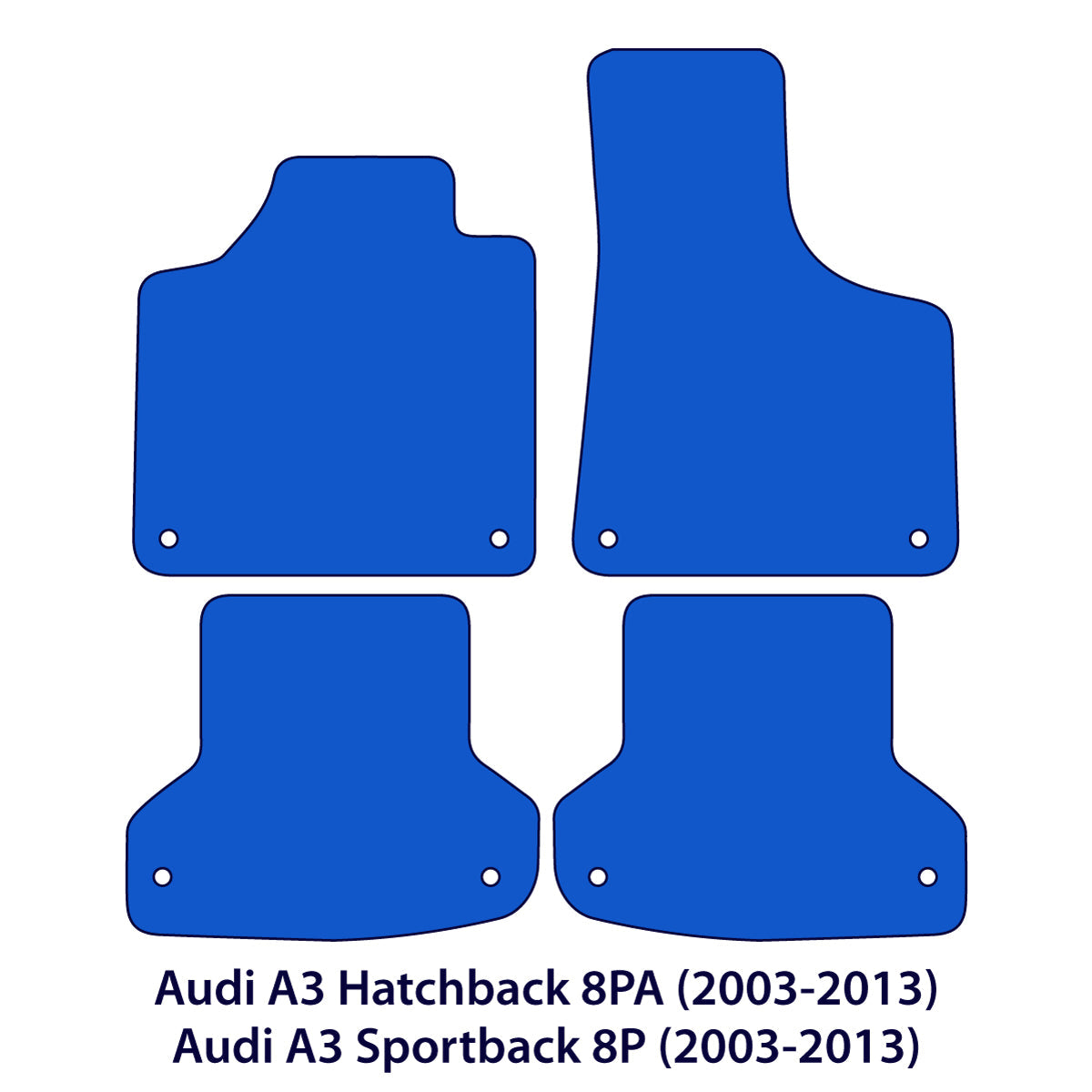 Dywaniki welurowe do Audi A3 & S3 2003-2013 – 8P & 8PA – Czarne