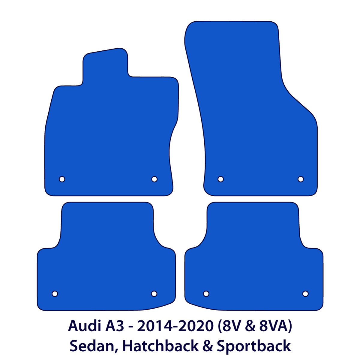 Dywaniki welurowe do Audi A3 & S3 2014-2020 – e-tron, 8V, 8VA – Czarne