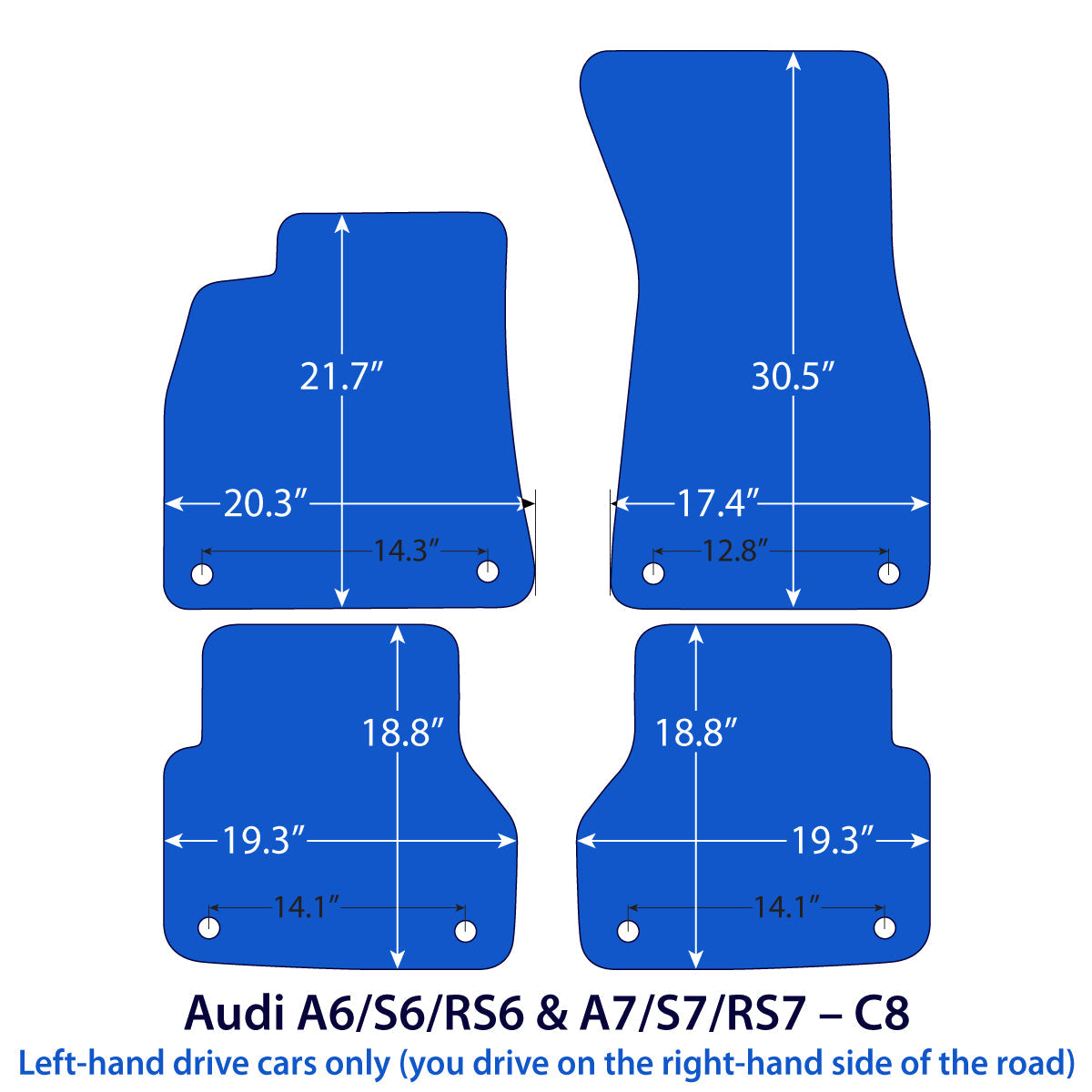 Audi A6/S6 A7/S7 2018-2026 | RS6 RS7 2019-2026 – Velours Fußmatten – C8 – Roter Sport