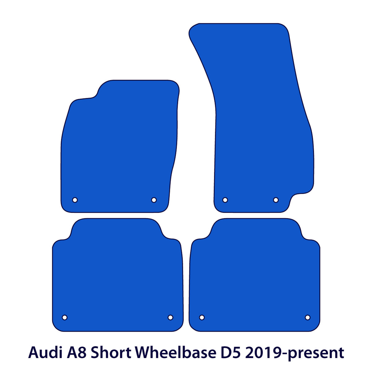 Dywaniki welurowe do Audi A8/S8 Krótki rozstaw osi 2017-2026 – D5 – Czarne – Srebrne przeszycia