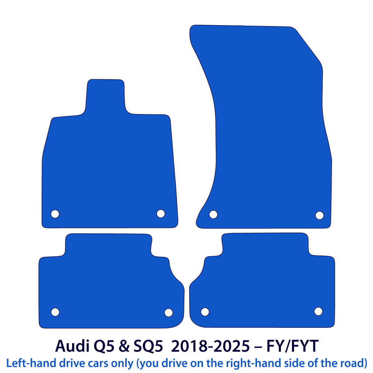 Audi Q5 & SQ5 Velour Floor Mats 2016-2024 – FY/FYT – Black