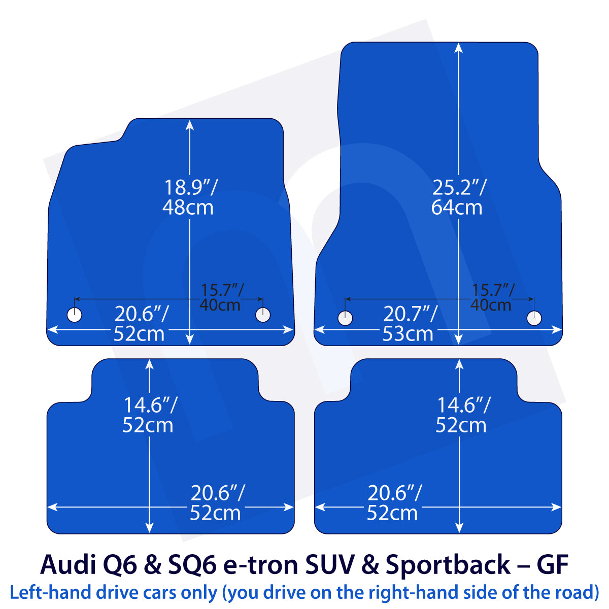 Audi Q6 & SQ6 e-tron SUV & Sportback Velour Floor Mats – GF – Red Stitching