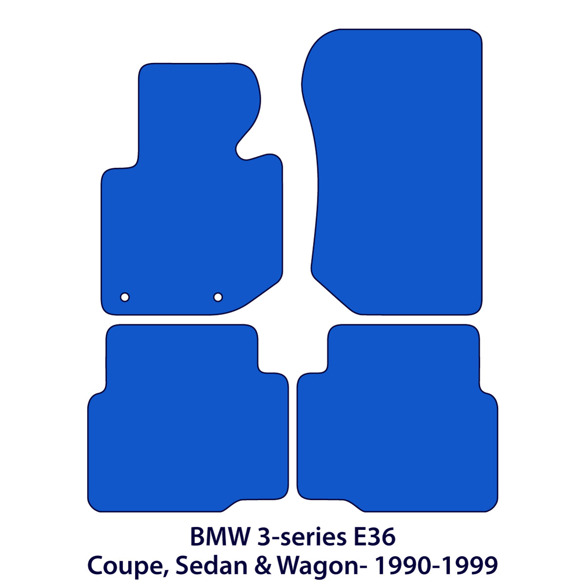 BMW 3-Series Velour Floor Mats – 1990-2000 – Coupe, Sedan, Wagon & Compact E36 – 3 Logo