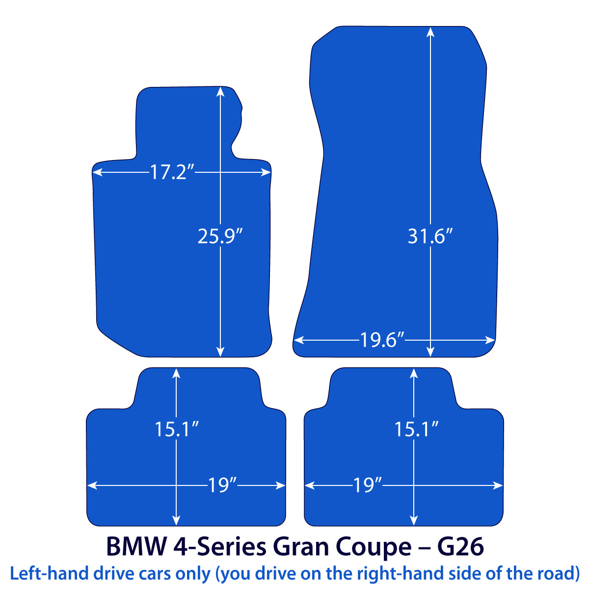 BMW 4er Gran Coupé Velours-Fußmatten 2021–2026 – G26 – Schwarz
