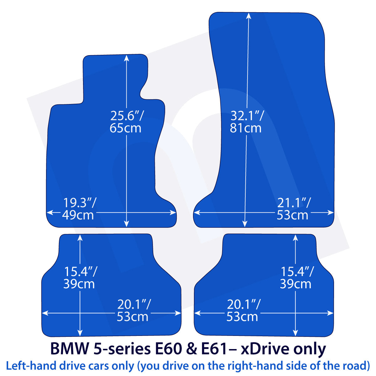BMW 5-Series Velour Floor Mats xDrive 2003-2010 – E60, E61 – Beige