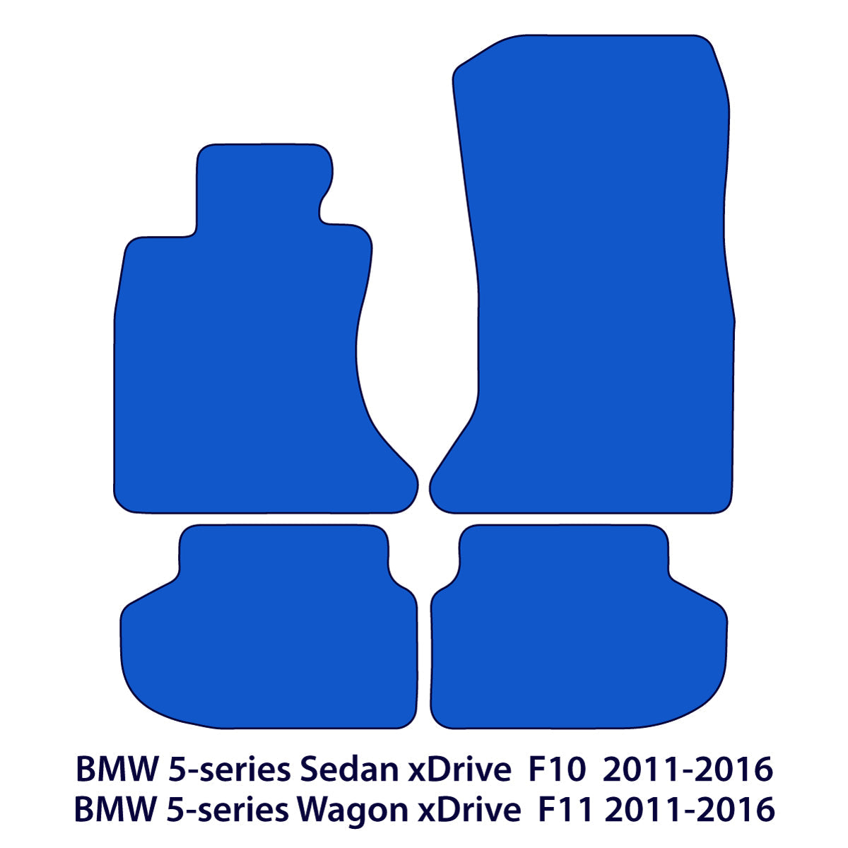 BMW 5-Series Velour Floor Mats xDrive 2010-2017 – F10, F11 – M Stitching