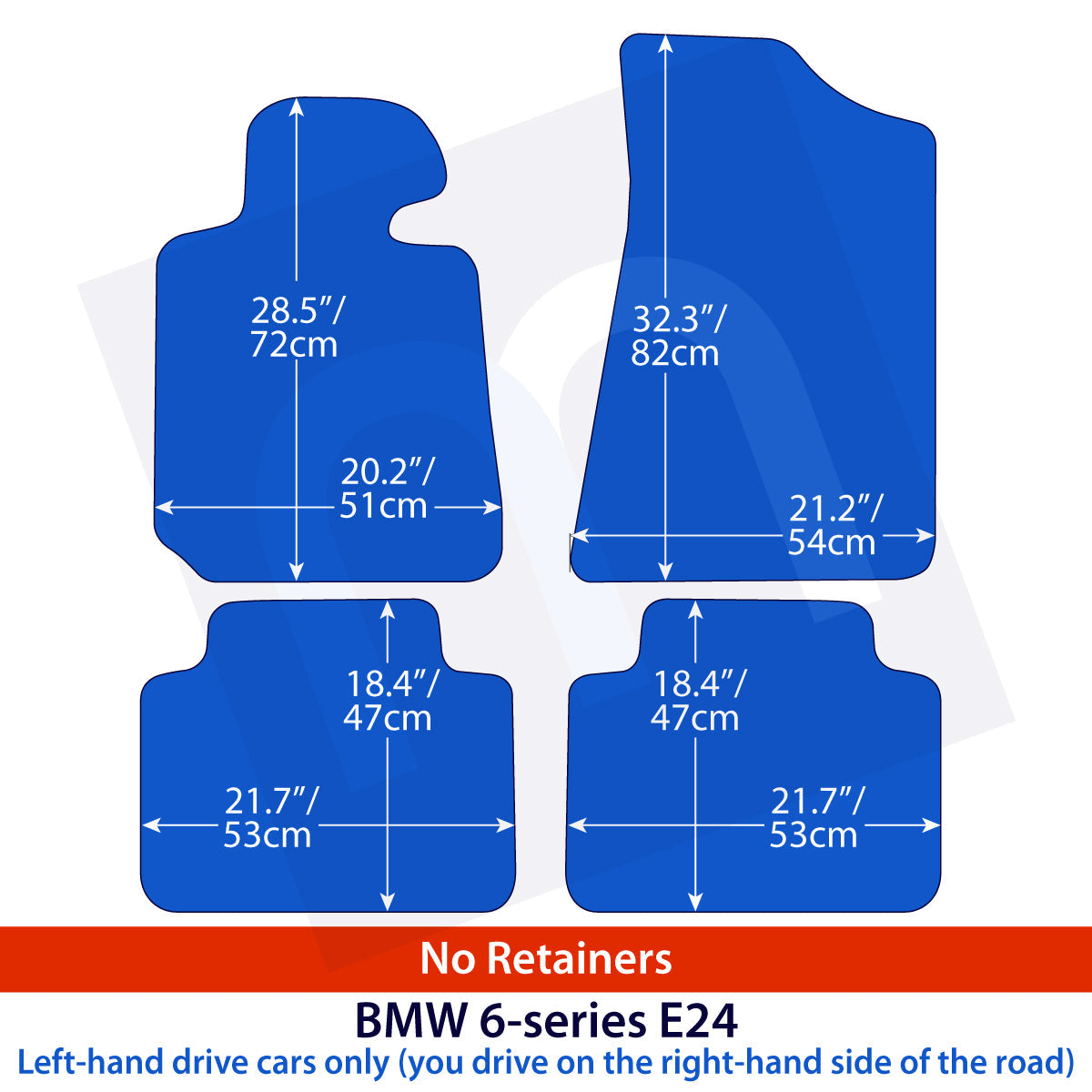 BMW 6er Velours Fußmatten 1976-1989 – E24 – Ohne Befestigungen – Exklusiv Schwarz
