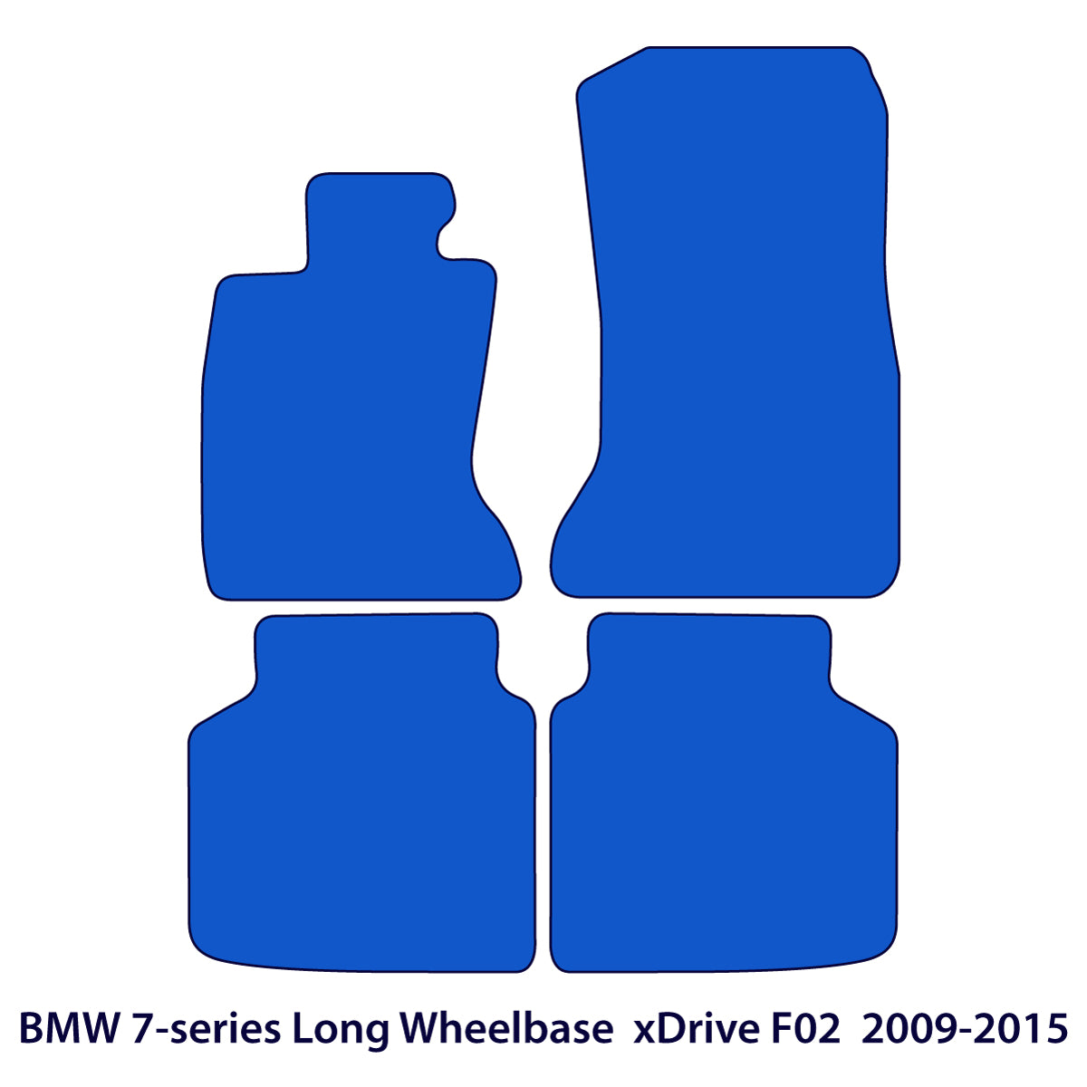 BMW 7er Velours Fußmatten 2008-2015 xDrive – Langversion F02 – Schwarz Exklusiv