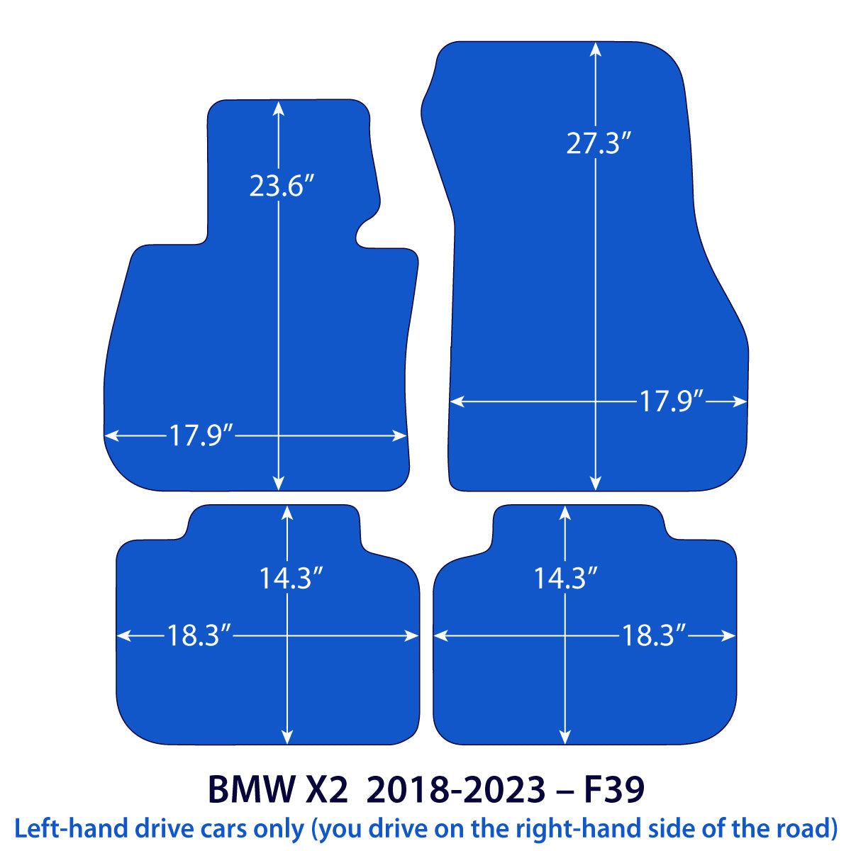 Dywaniki welurowe do BMW X2 2017-2023 – F39 – Przeszycia M