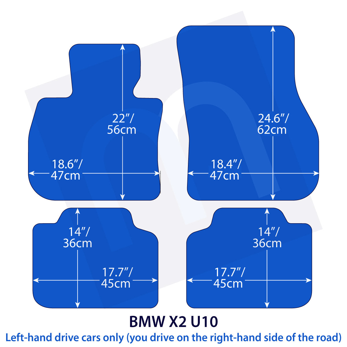 BMW X2 Velour Floor Mats – U10 – Black Exclusive