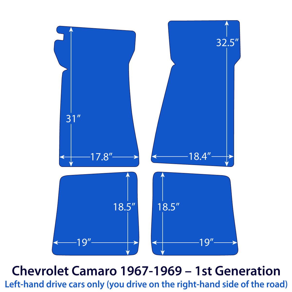 Dywaniki welurowe do Chevrolet Camaro 1967-1969 – I generacja – czarne