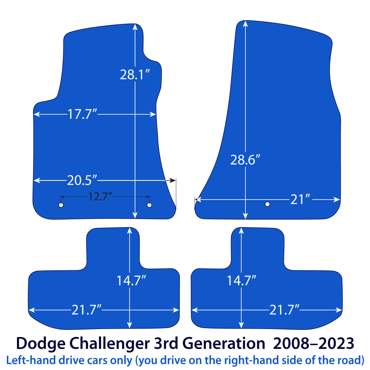 Dywaniki welurowe do Dodge Challenger 2007–2023 – Czarne