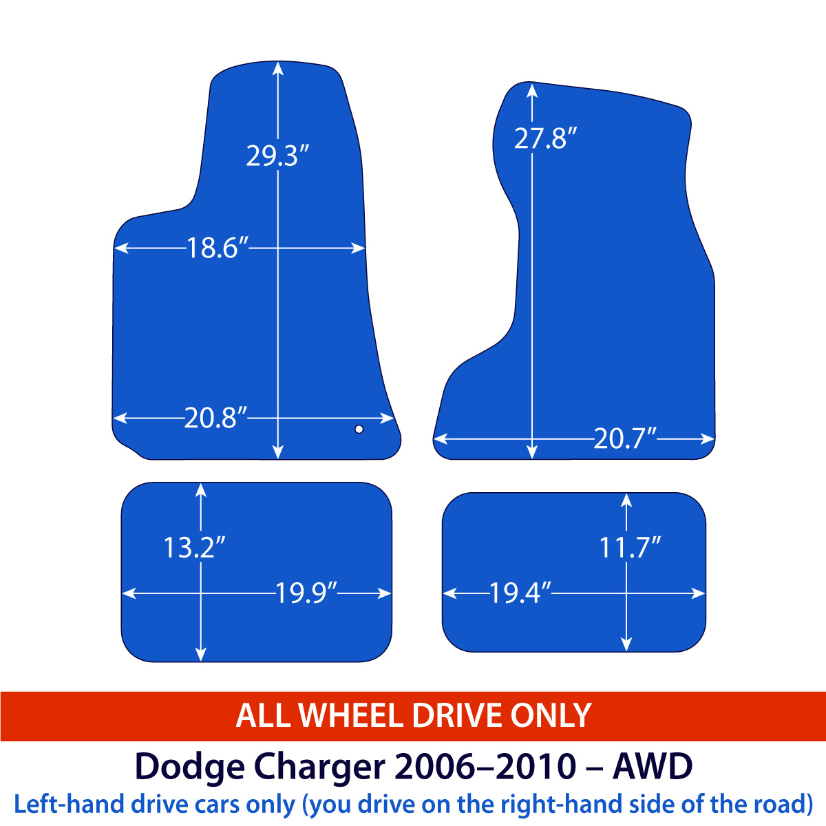Dodge Charger Veloursfußmatten 2005–2010 – Allradantrieb – Beige