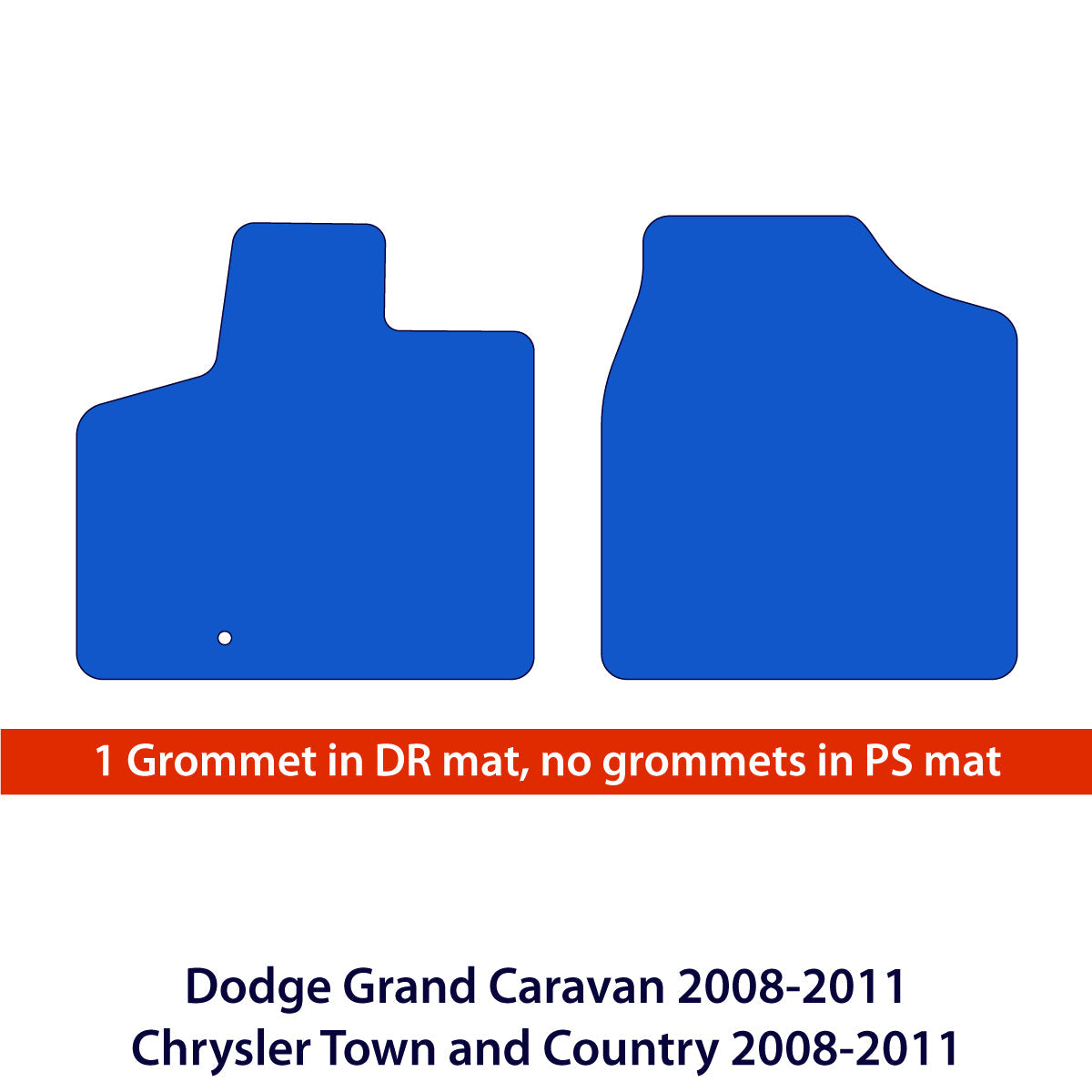 Dywaniki welurowe do Dodge Grand Caravan 2008-2011 & Chrysler Town & Country 2008-2011 Przód – Czarne