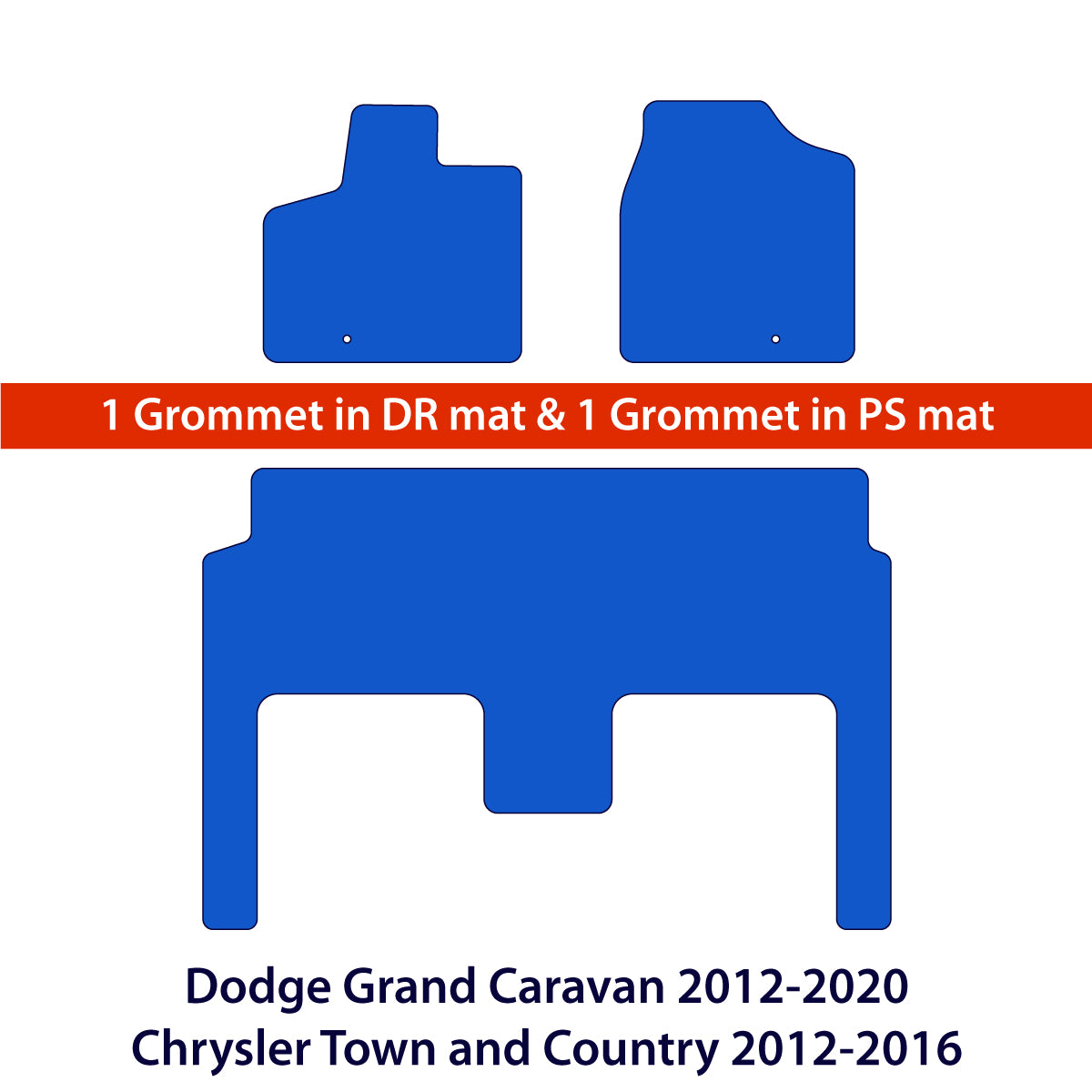 Dodge Grand Caravan 2012-2020 & Chrysler Town and Country 2012-2016 2 Reihen Velours Fußmatten – Beige