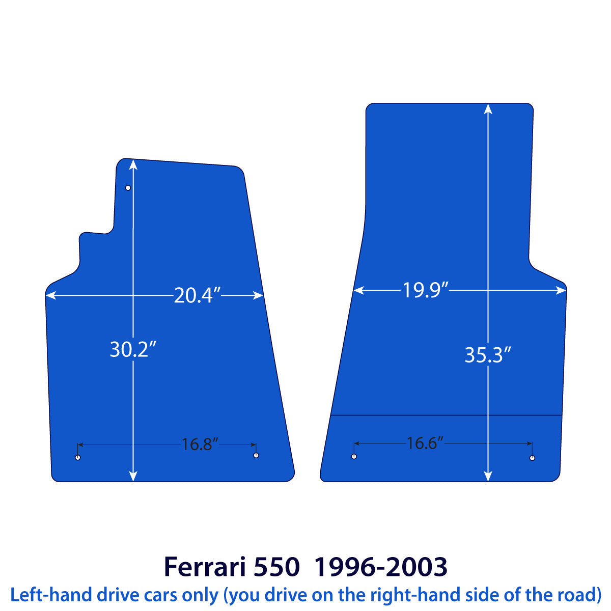 Ferrari 550 Maranello & Barchetta Pininfarina Velours-Fußmatten 1996-2001 – Schwarz Exklusiv