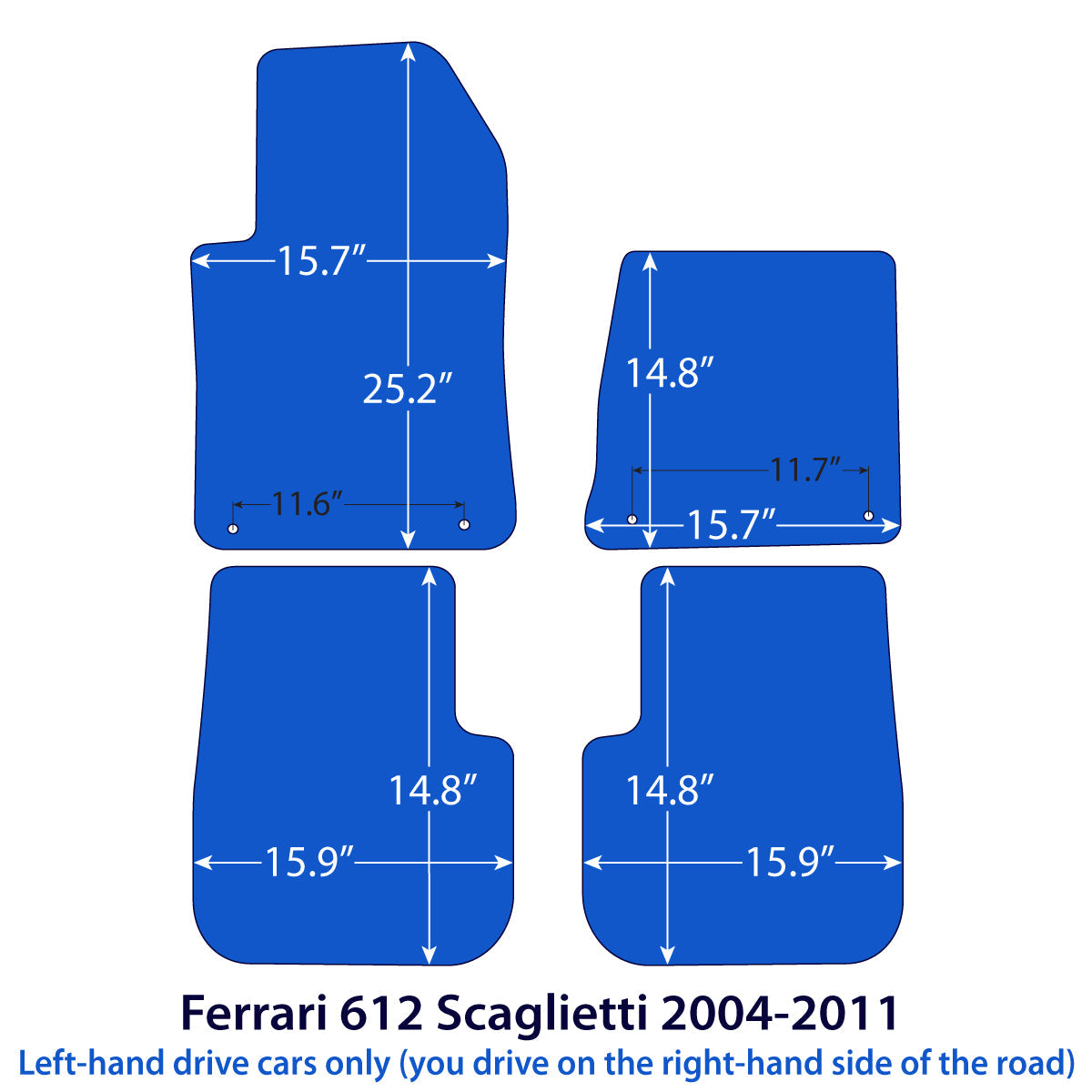Dywaniki welurowe do Ferrari 612 Scaglietti 2004-2011 – Coupé – Czarne