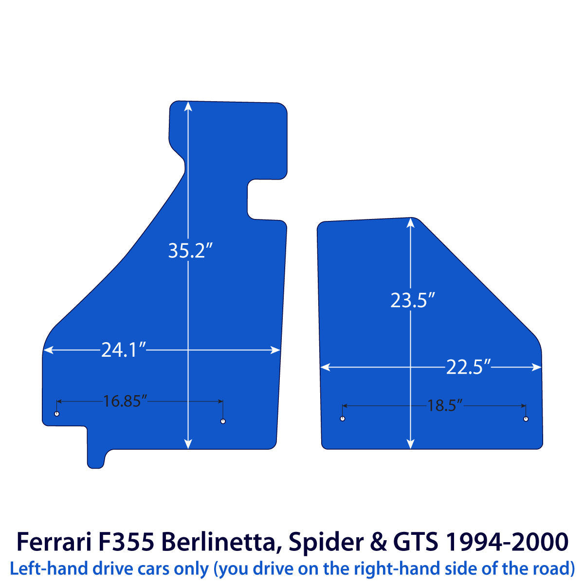 Ferrari F355 Berlinetta, Spider & GTS Velours-Fußmatten 1994-2000 – Schwarz