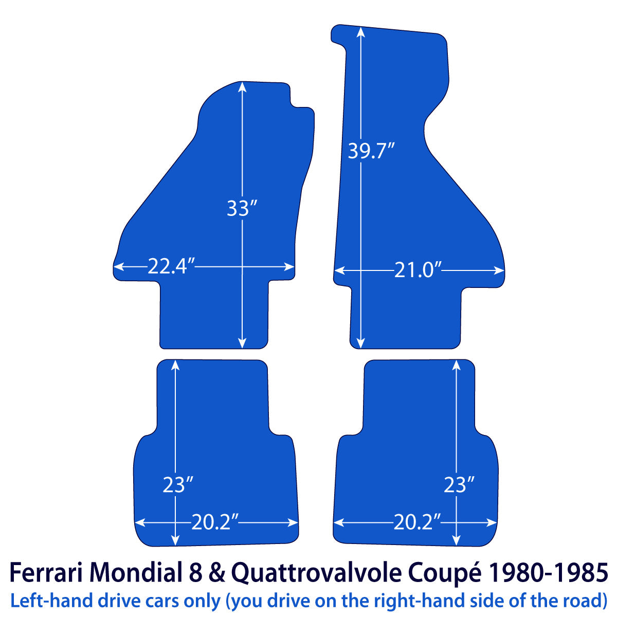 Ferrari Mondial 8 & Quattrovalvole Coupé Velours Fußmatten 1980–1985 – Schwarz Exklusiv