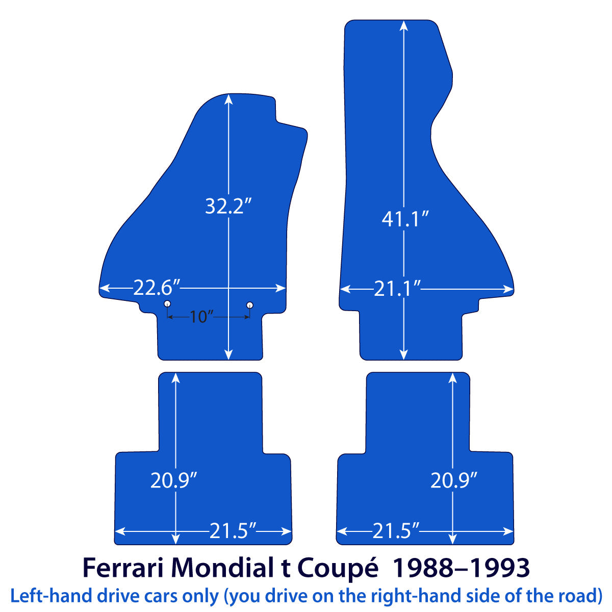 Ferrari Mondial t Coupé Velour Floor Mats 1989–1993 – Black