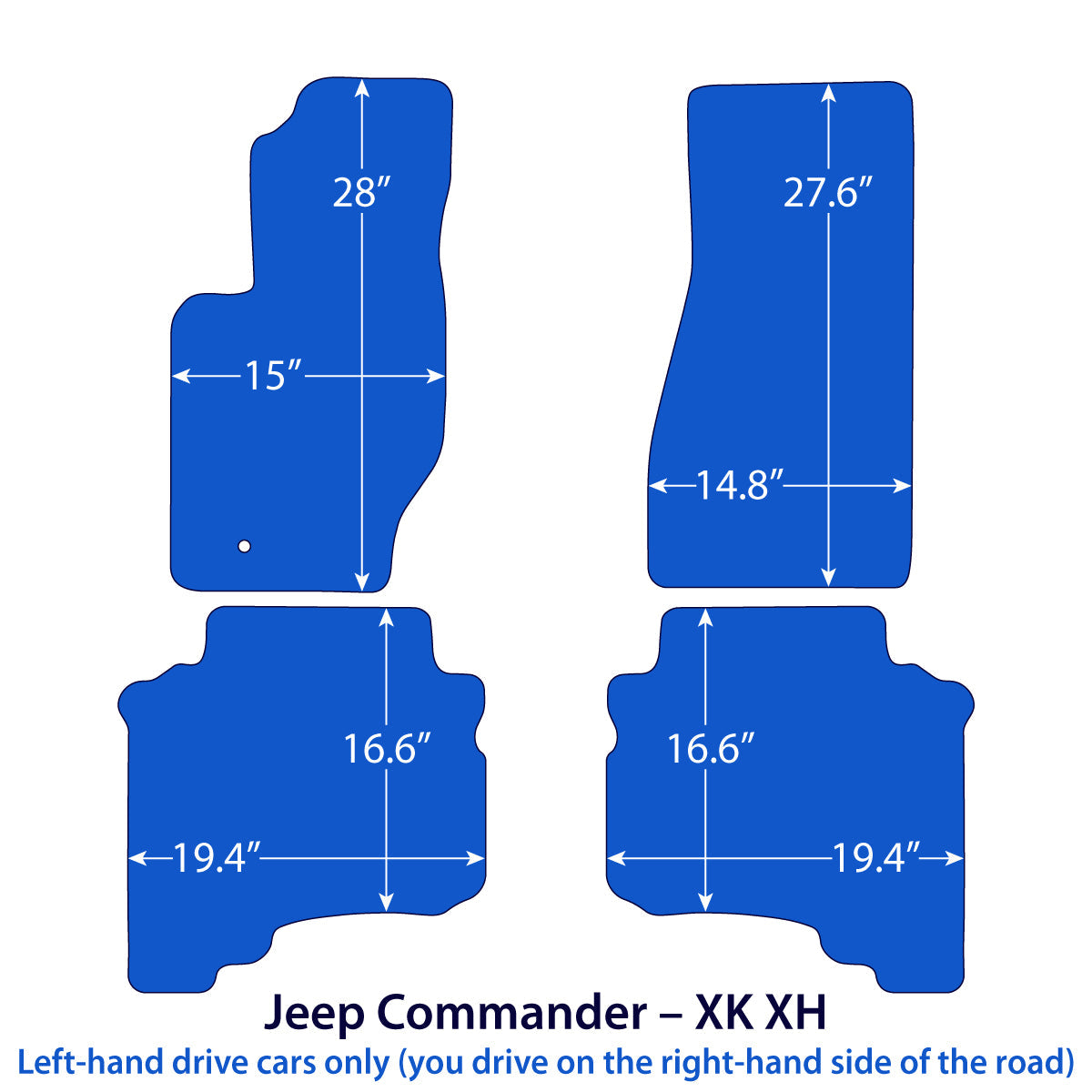 Dywaniki welurowe do Jeep Commander 2006-2010 – XK XH – Czarne