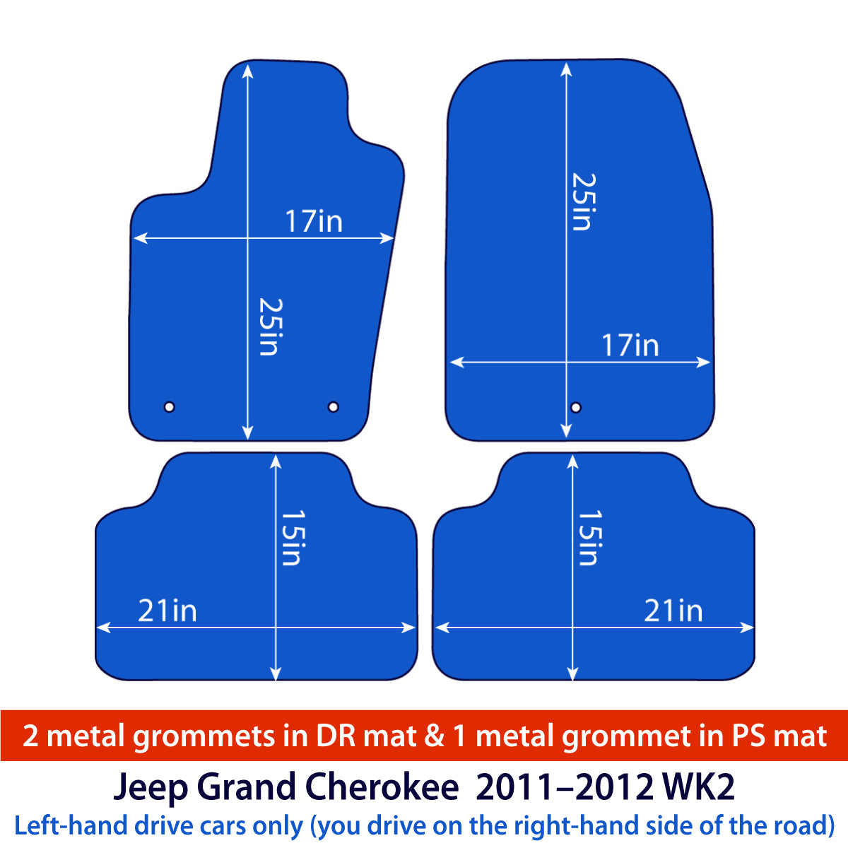 Dywaniki welurowe do Jeep Grand Cherokee 2011–2021 – WK2 – Czarne Exclusive