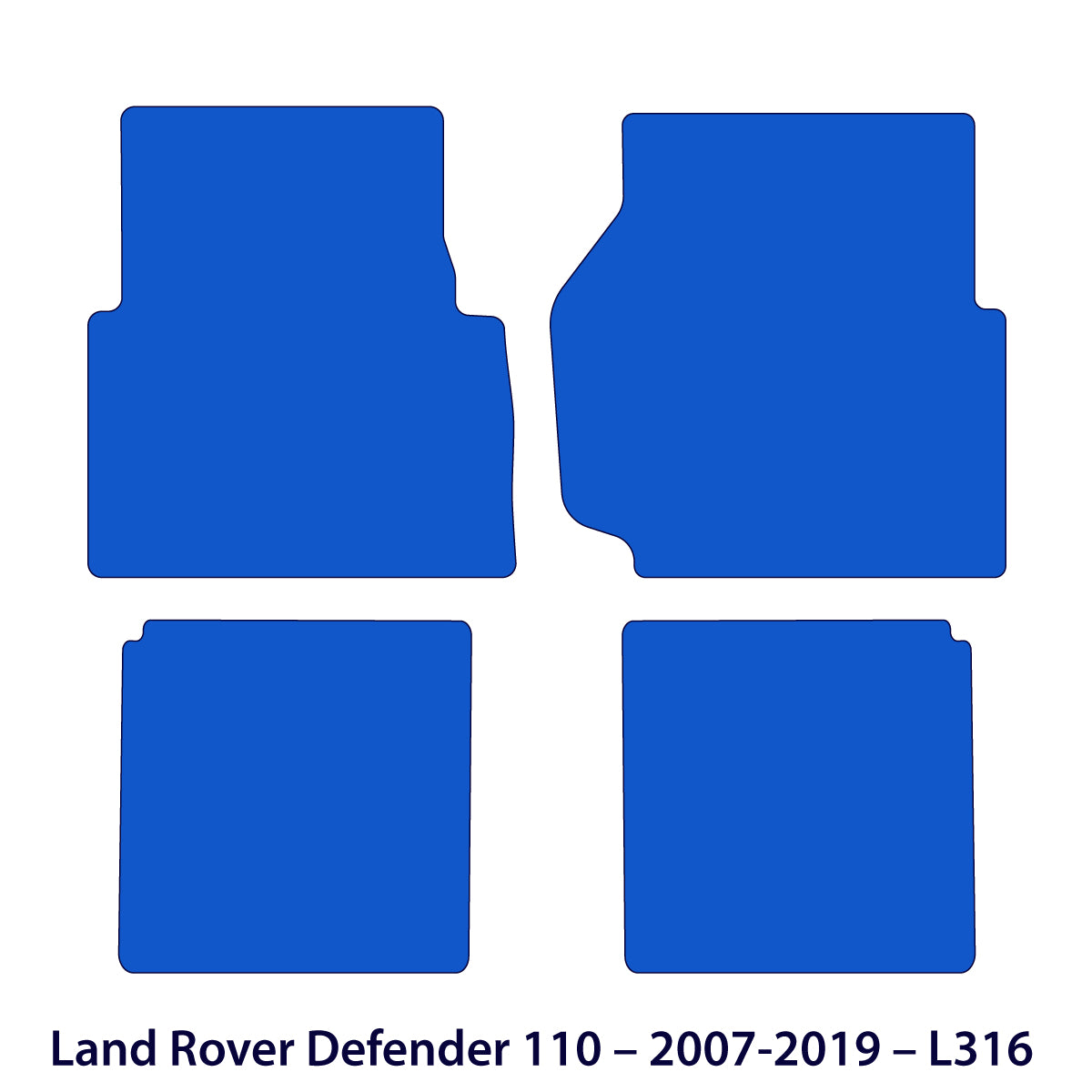 Dywaniki welurowe do Land Rover Defender 110 2007-2016 – L316 – Czarne