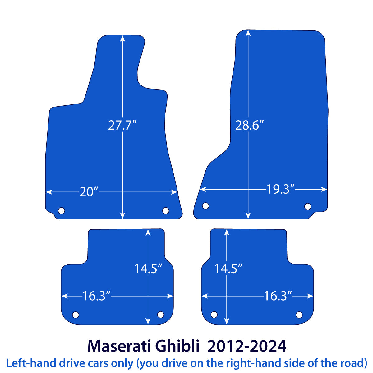 Dywaniki welurowe do Maserati Ghibli 2013-2024 – Czarne