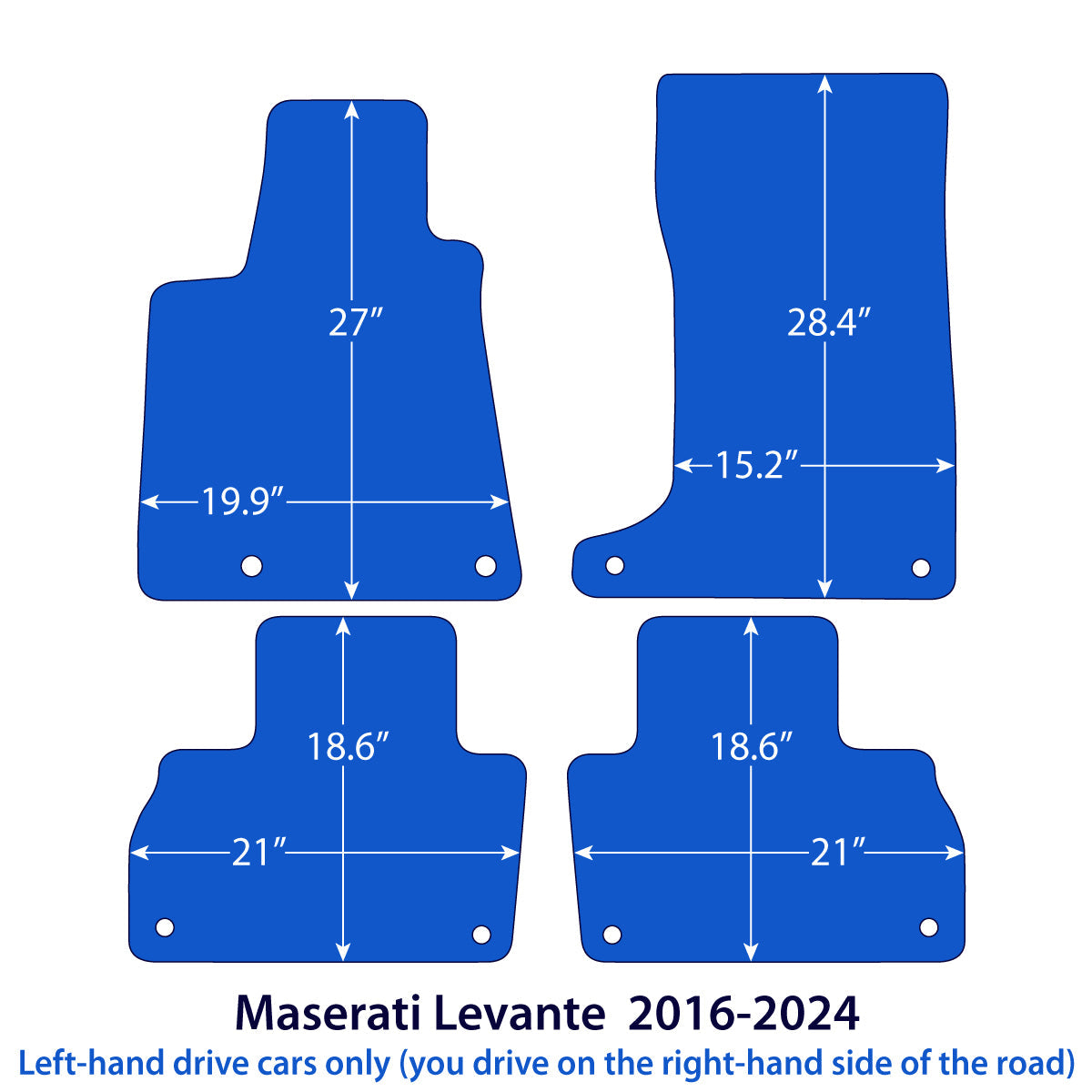 Dywaniki welurowe do Maserati Levante 2016-2024 – Czarne
