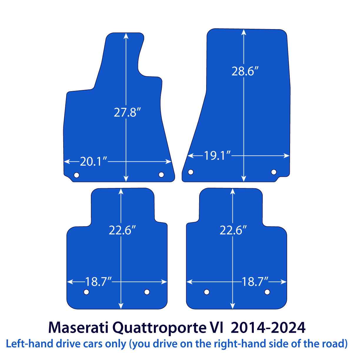 Dywaniki welurowe do Maserati Quattroporte VI 2013-2024 – Czarne Exclusive