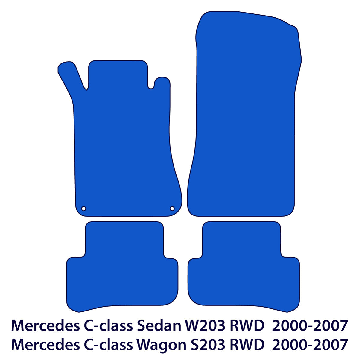 Dywaniki welurowe do Mercedes C-Class 2000-2007 – RWD W203 & S203 – Czarne