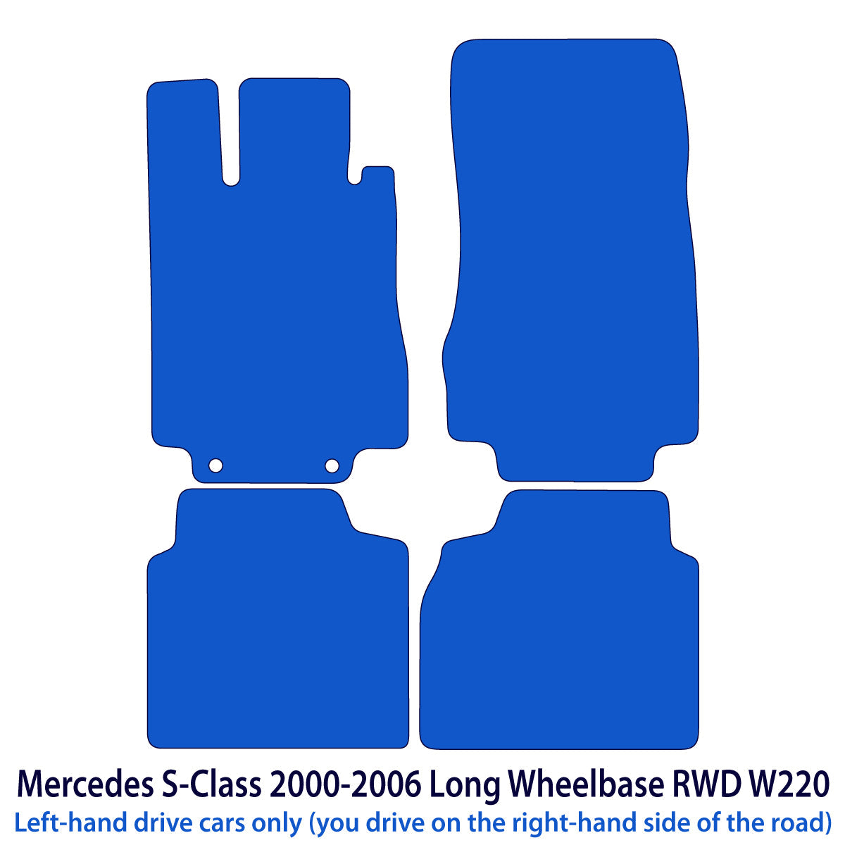 Dywaniki welurowe do Mercedes S-Class Długi rozstaw osi RWD 1998-2005 – W220 – Czarne