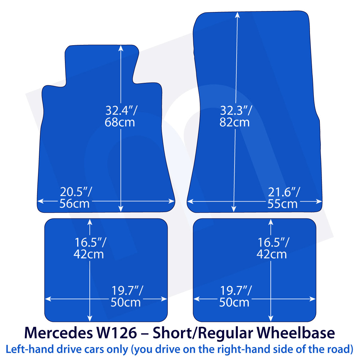 Dywaniki welurowe do Mercedes S-Class 1979-1991 – W126 – Czarne