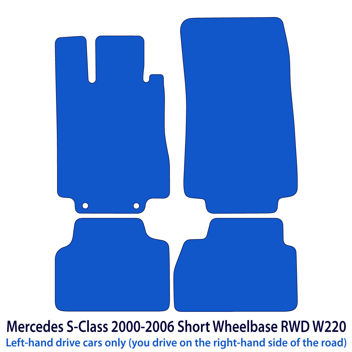 Mercedes S-Class Short RWD Velour Floor Mats 1998-2005 – W220 – Black