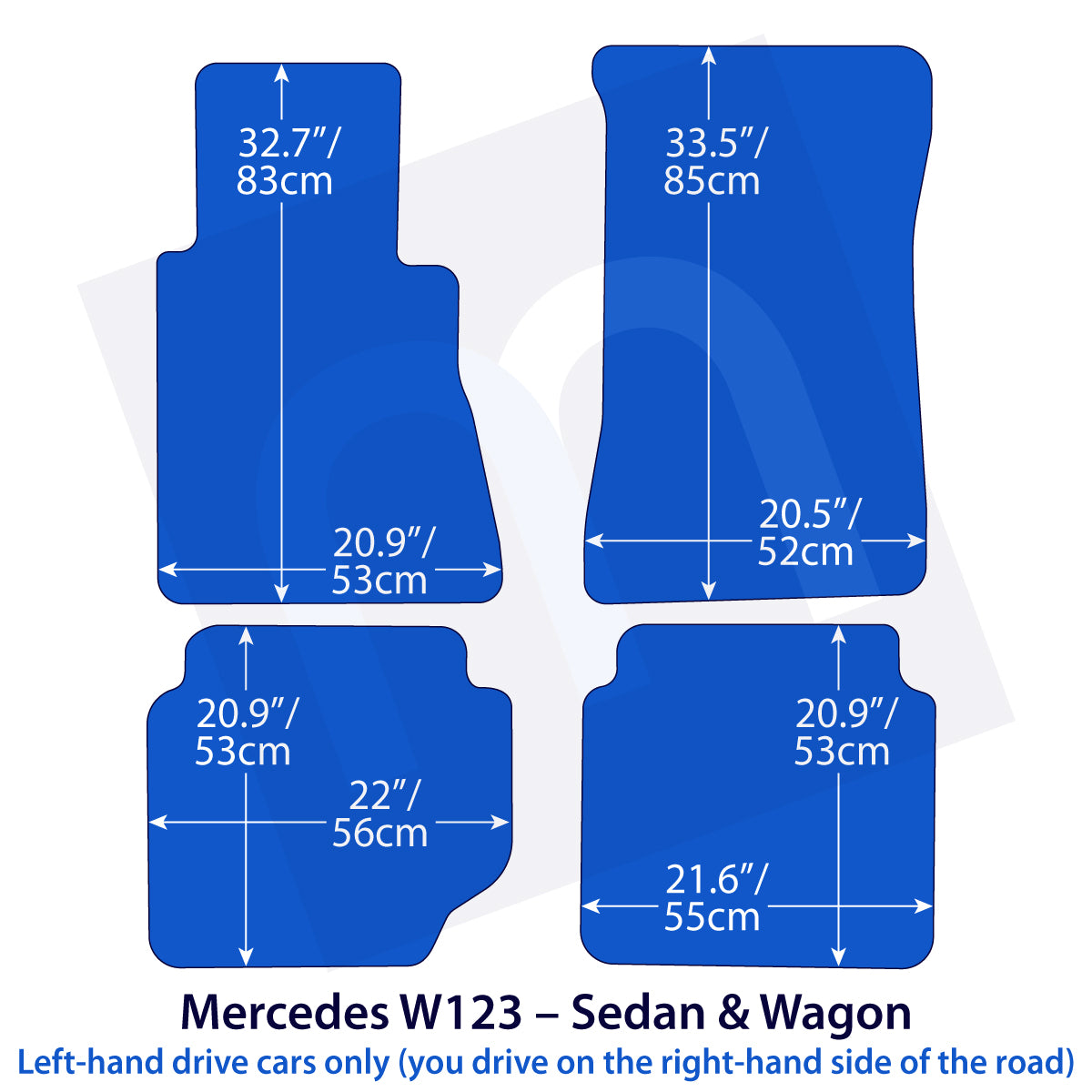 Dywaniki welurowe do Mercedes W123 1976-1985 – Sedan & Kombi – Czarne