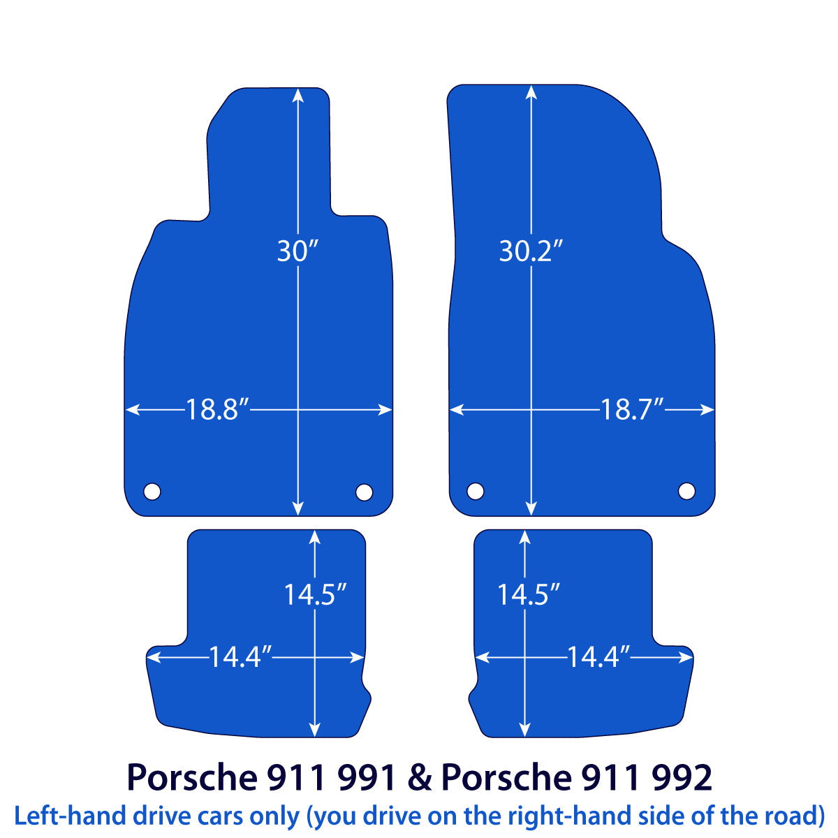 Dywaniki welurowe do Porsche 911 2012 – 2026 – 991 & 992 – Czarne Exclusive