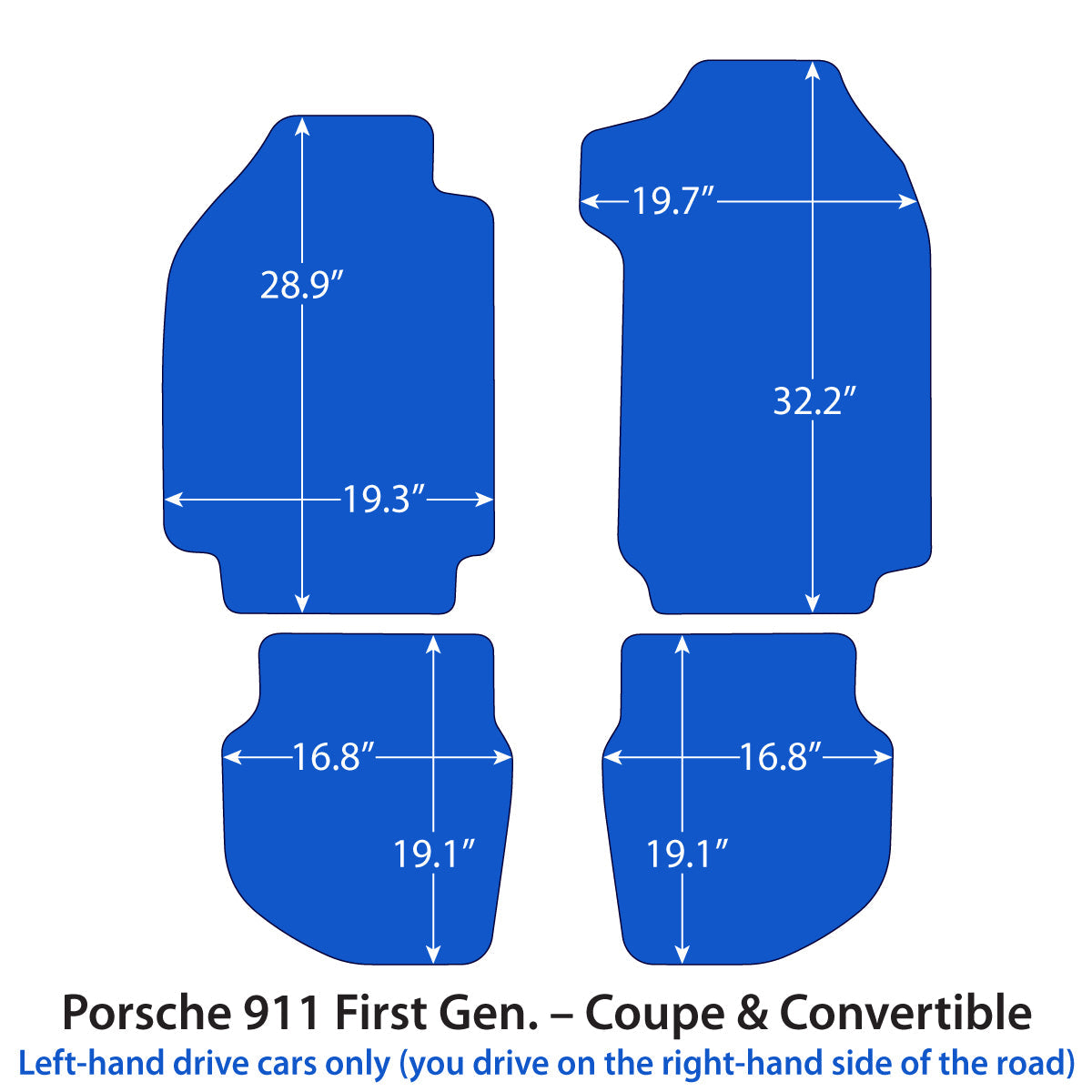 Dywaniki welurowe do Porsche 911 - I Gen - 1964 – 1989 – Czarne Exclusive