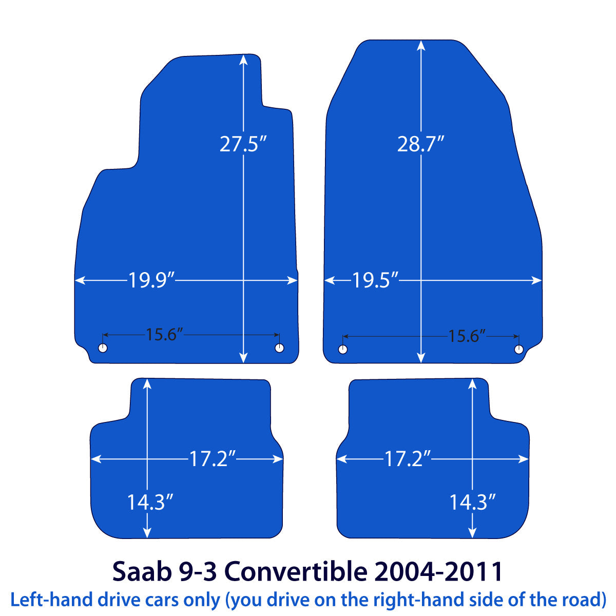 Dywaniki welurowe do Saab 9-3 Kabriolet 2003-2015 – Czarne