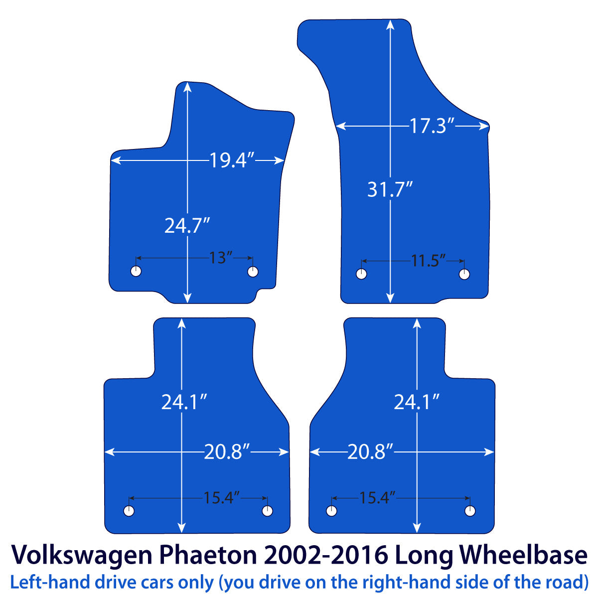 Dywaniki welurowe do Volkswagen Phaeton 2002 – 2016 – Długi rozstaw osi – Czarne Exclusive
