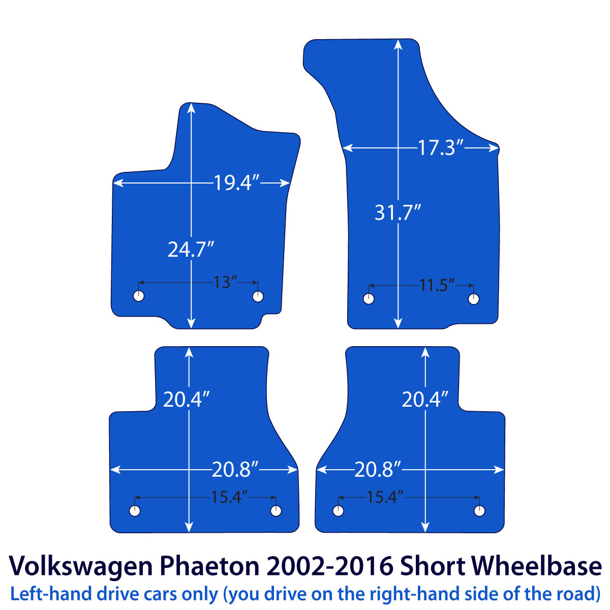 Dywaniki welurowe do Volkswagen Phaeton 2002 – 2016 – Krótki rozstaw osi – Czarne Exclusive