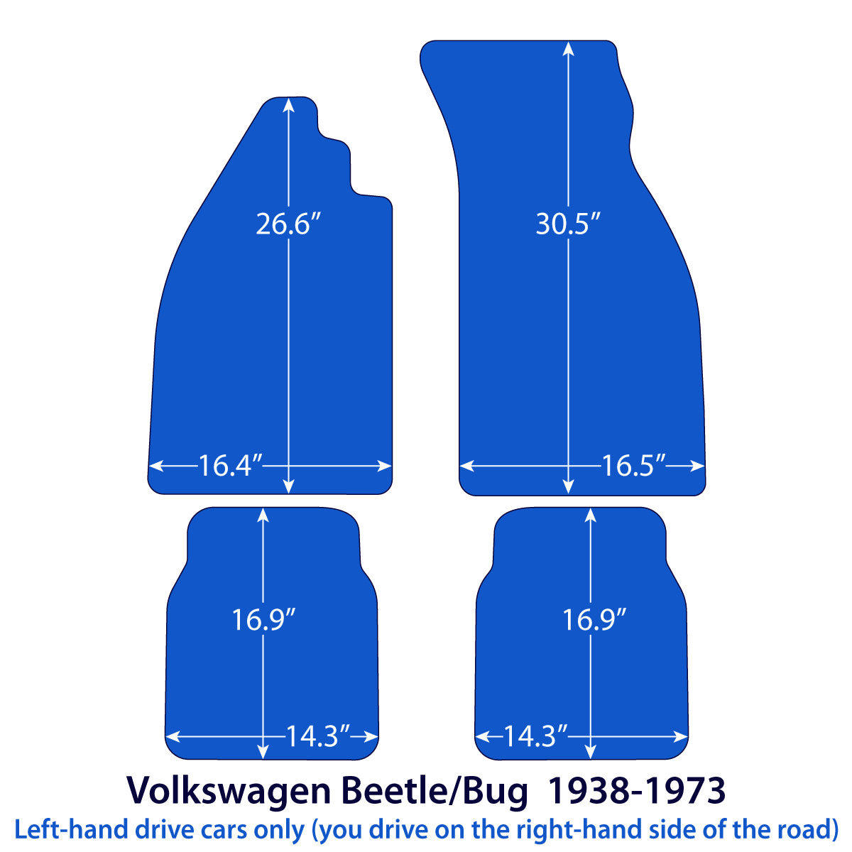 Dywaniki welurowe do Volkswagen Beetle 1938-1973 – Czarne
