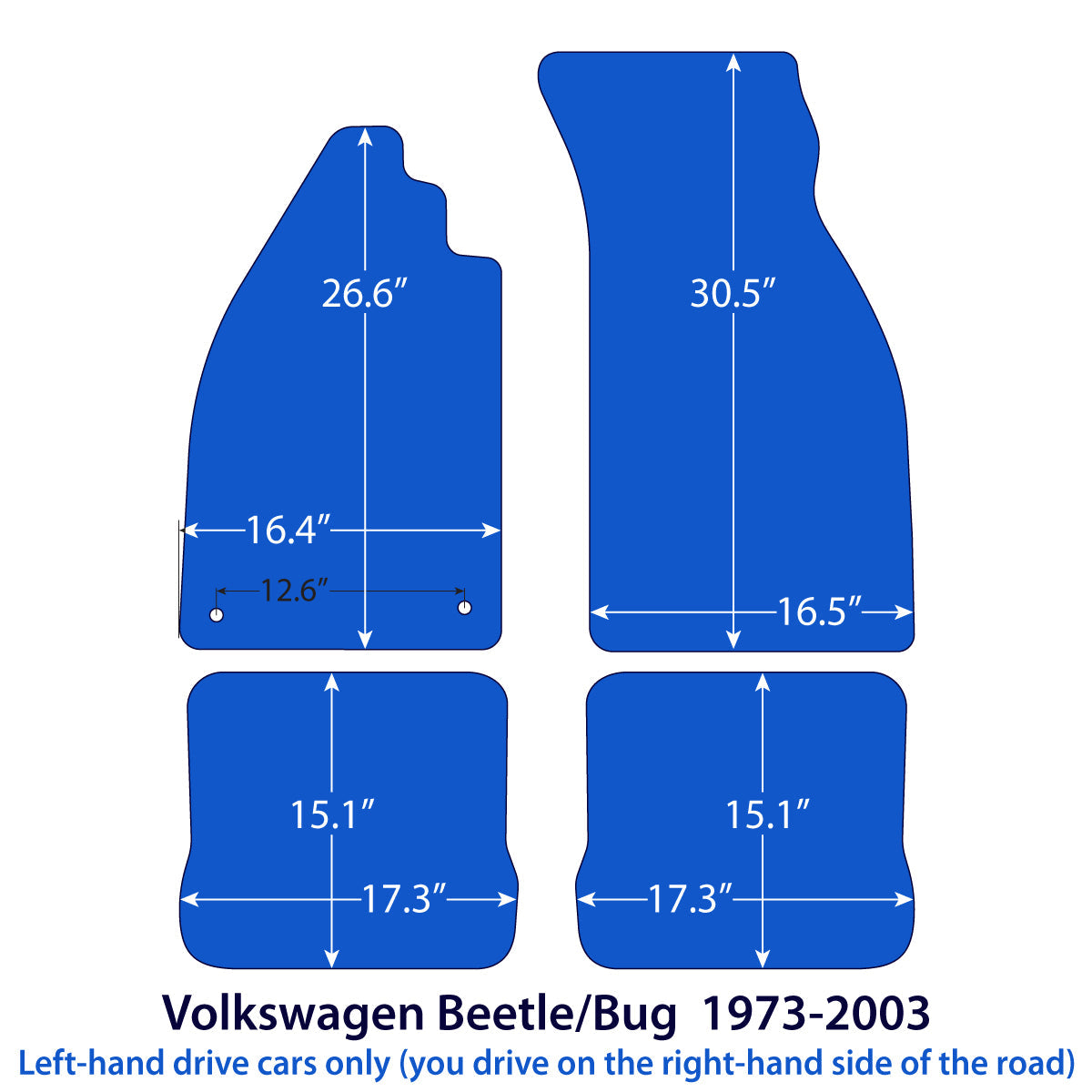 Dywaniki welurowe do Volkswagen Beetle / Bug 1973 – 2003 – Czarne Exclusive