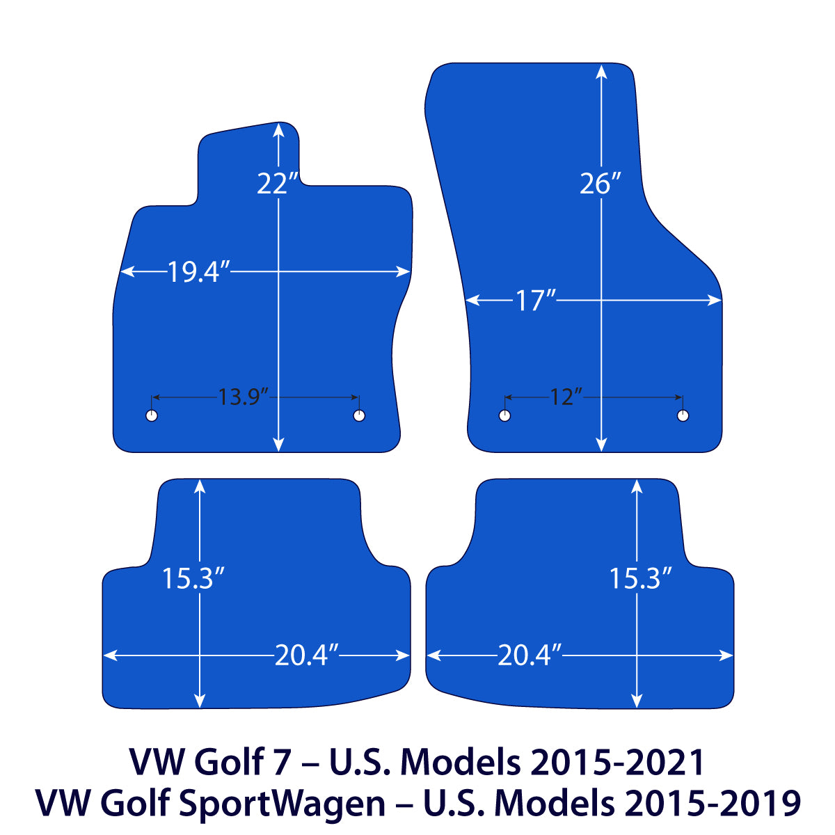 Dywaniki welurowe do Volkswagen Golf 7 & Golf SportWagen 2012 – 2021 – Czarne Exclusive