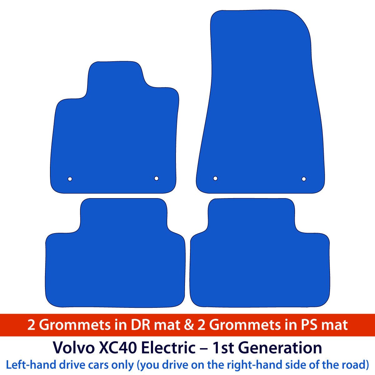 Volvo XC40 Electric Velour Floor Mats 2020-2026 – Clips in DR and PS – Black Exclusive