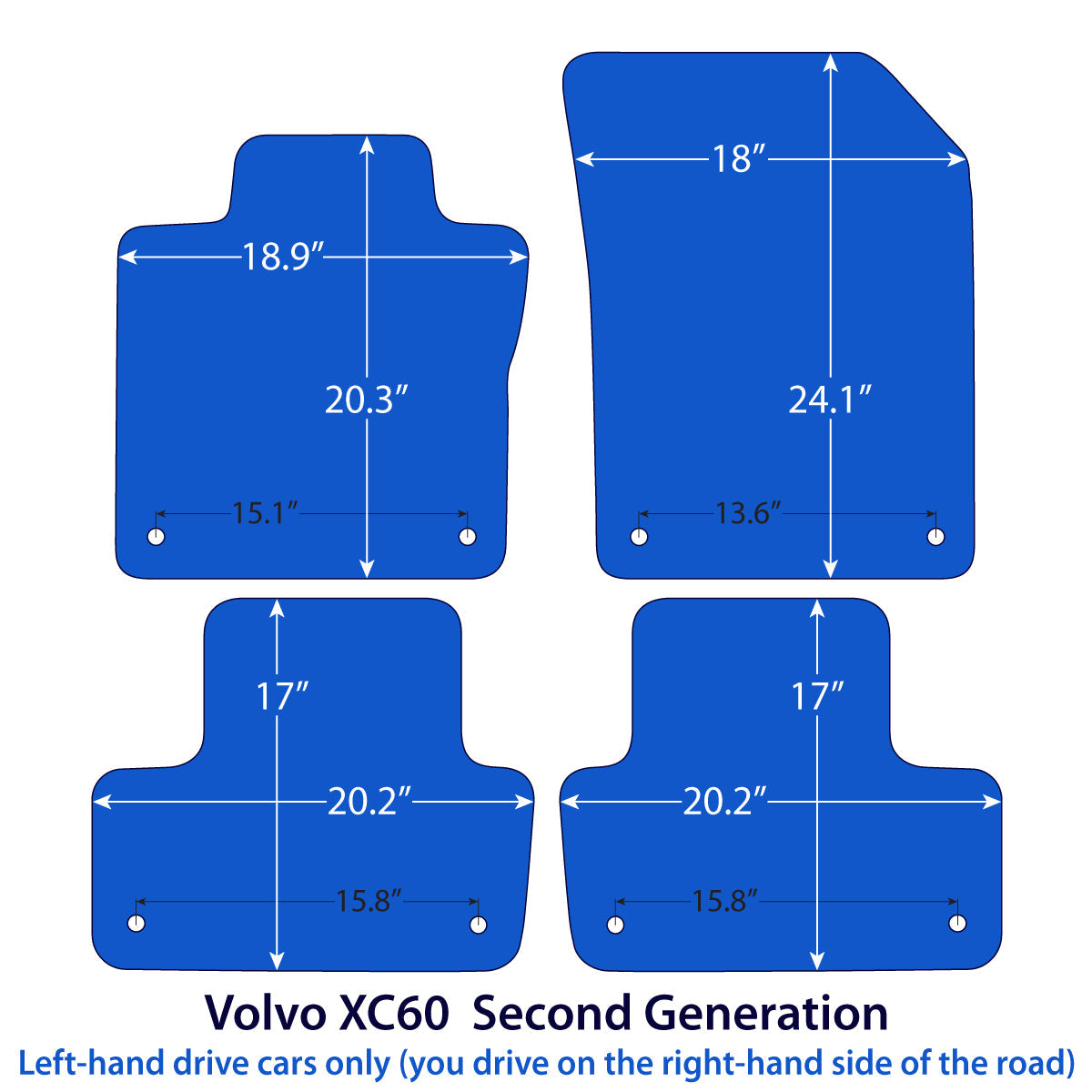 Volvo XC60 Velour Floor Mats 2017-2026 – 2nd Gen – Flag Tag