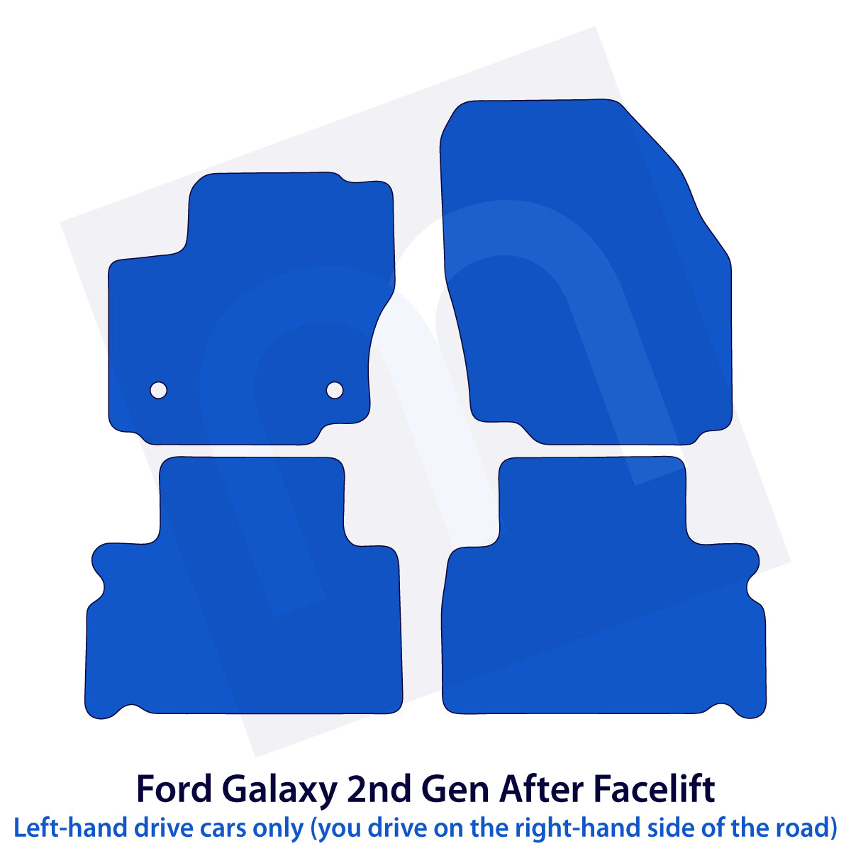 Ford Galaxy Velour Floor Mats – 2nd Gen After Facelift – 2012-2015 – 5 seats – Black