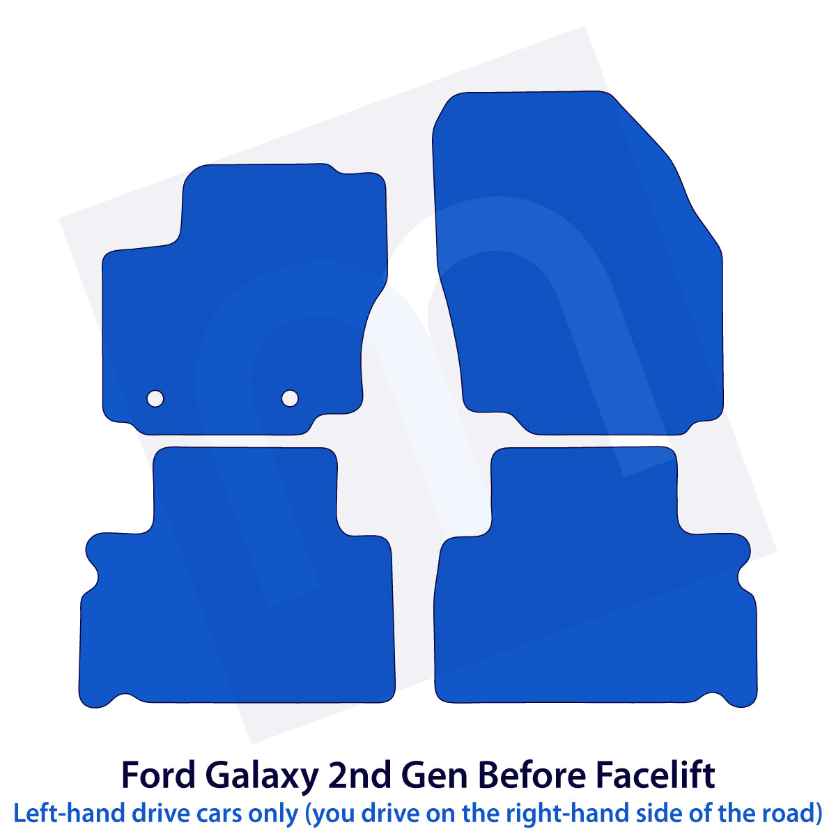Ford Galaxy Velour Floor Mats – 2nd Gen Before Facelift – 2006-2012 – 5 seats – Black